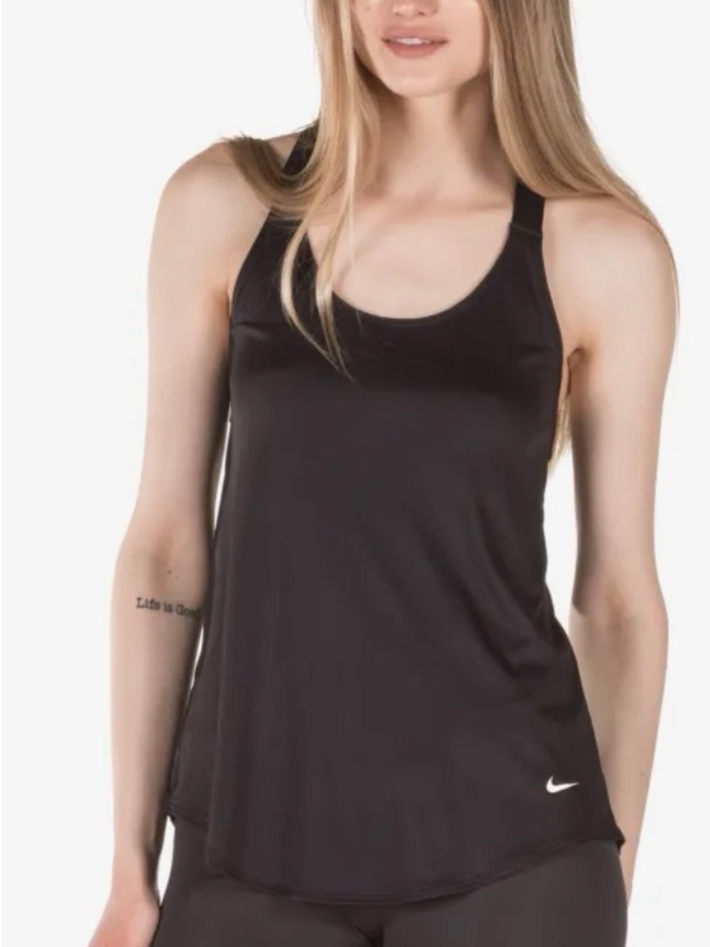 Nike Dri-FIT Elastika Tank Top Black Criss Cross Back Athletic Women's Size M
